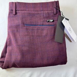Men's Stylish Maroon Checkered Dress Pants